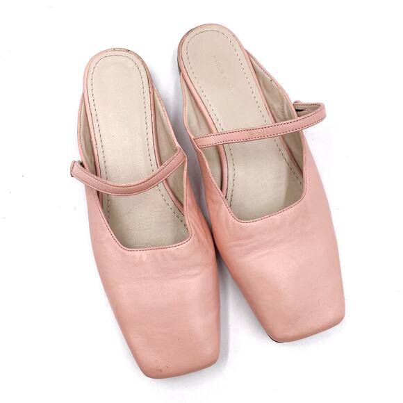 Mansur Gavriel Square‎ Toe Mary Jane Mule Slides Pink Leather Sz 36 / 6 - Picture 1 of 11